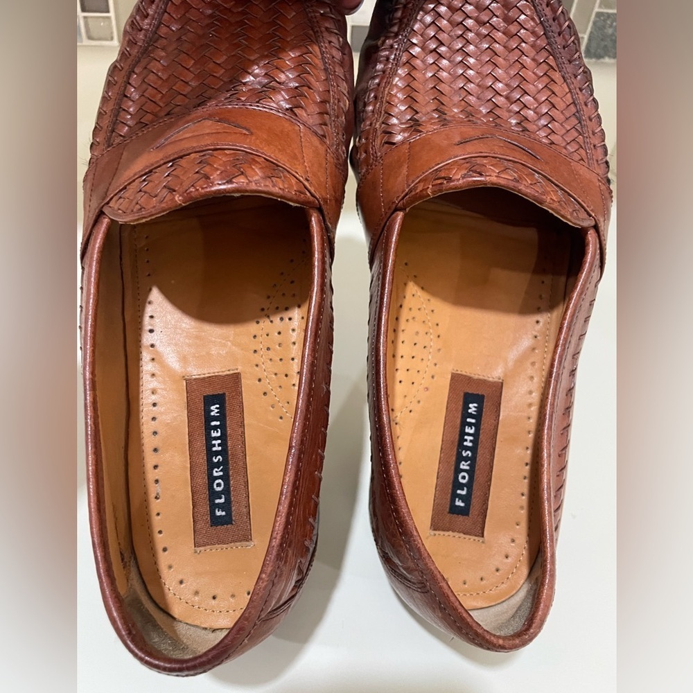 Florsheim Men's Woven Leather Loafers in Rich Brown - Picture 4 of 10